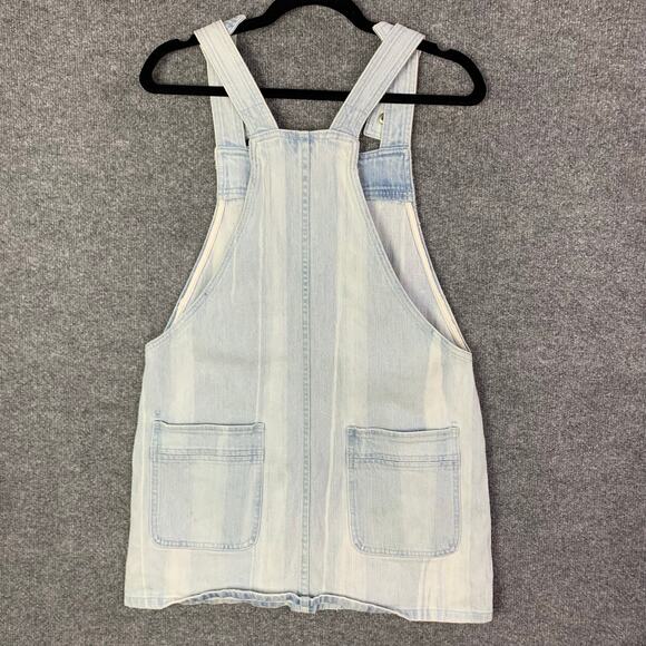 Free People We The Free Adjustable Straps Light Wash Denim Overall Mini Dress XS - Picture 3 of 8